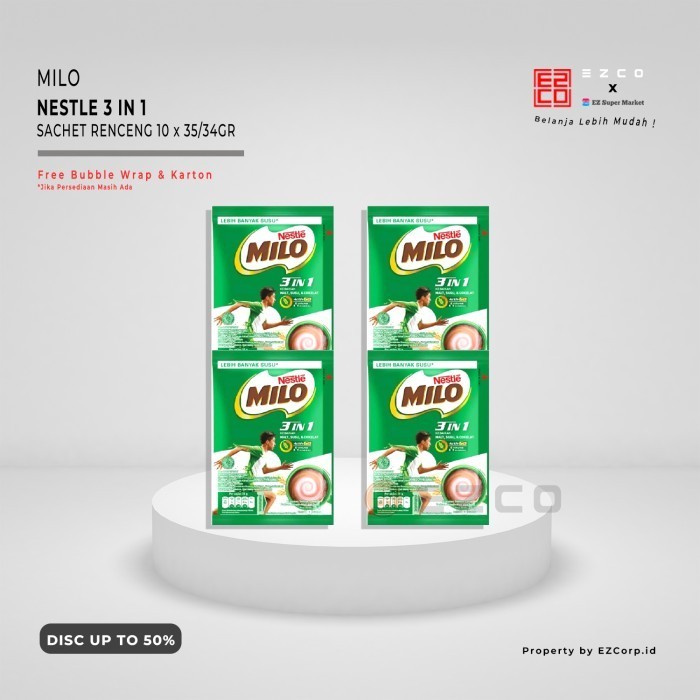 

MILO 3IN1 SACHET RENCENG 10 PCS X 35 / 34 GRAM