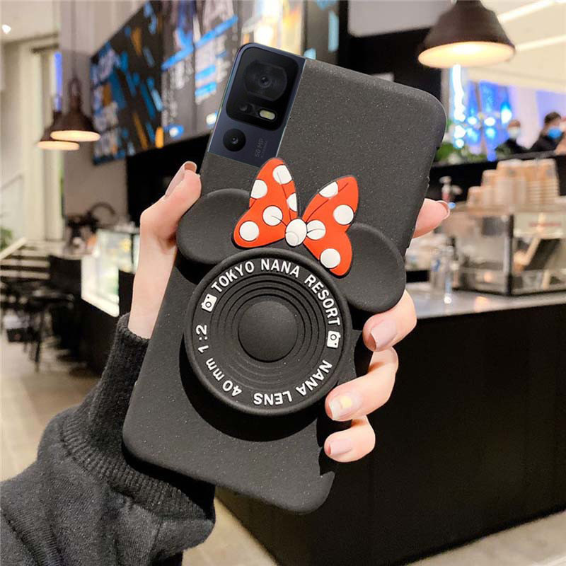For Sharp Aquos V7 Plus Aquos R9 Pro Case Makeup Mirror Soft Cute Cartoon Bracket Soft Silicone Anti