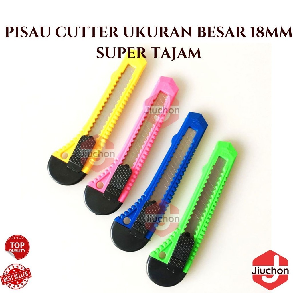 

JIUCHON Pisau Cutter Ukuran Besar Tajam 18mm Transparan Warna Warni Perlengkapan ATK untuk unboxing paket