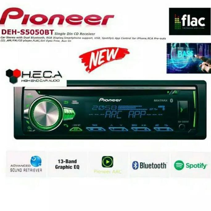 Pioneer DEH S5050BT Blotooth Single Din Tape Mobil Audio