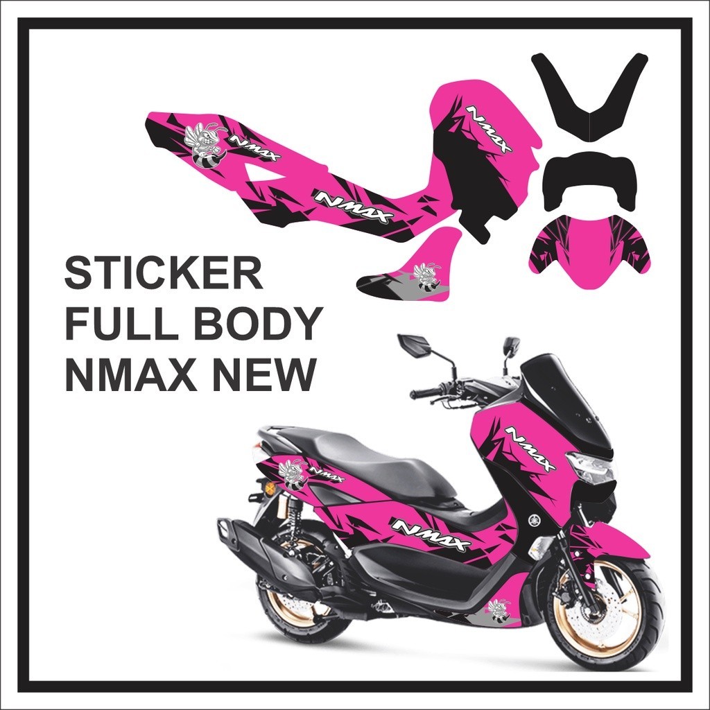 Stiker Decal  YAMAHA NMAX NEW Full Body Sticker NMAX Baru Motif Garis Gold dan Hijau Keren  Request