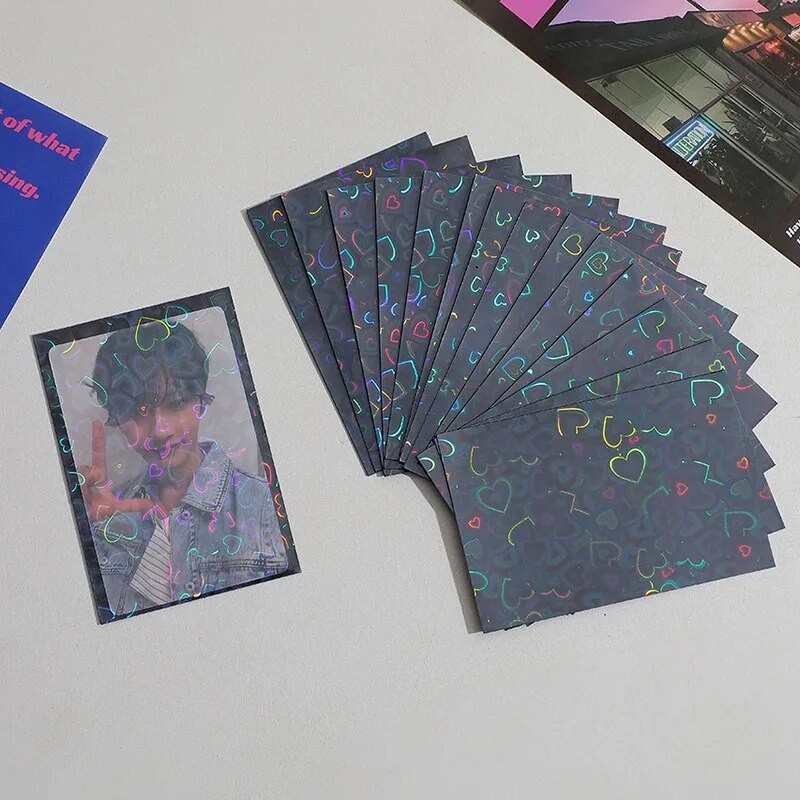 

20pcs/pack Love Heart Colored Kpop Toploader 61mm*91mm Korean Card Photocard Sleeves Idol Photo Cards Protective Storage Bag