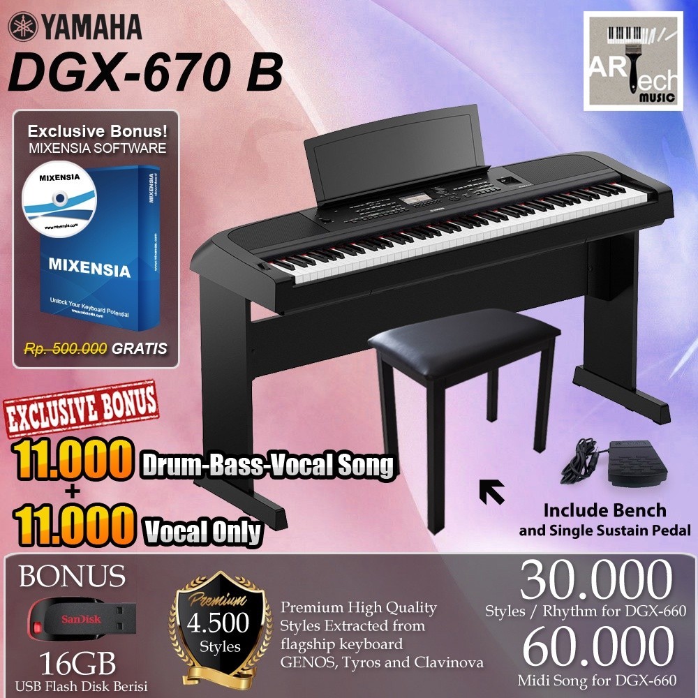 Digital Piano Yamaha DGX 670 / DGX670 (Penerus DGX660 / 660) Garansi Resmi