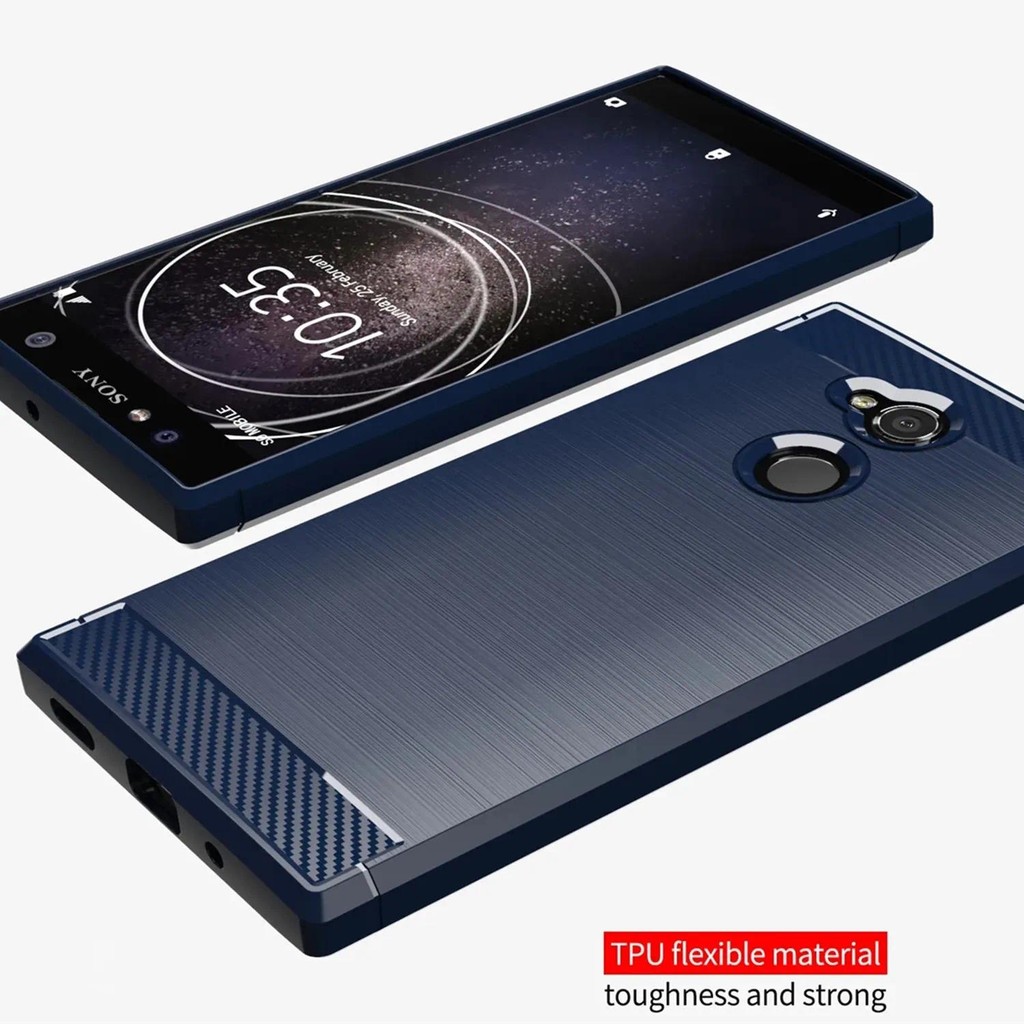 New Phone case Sony Xperia XA2 Plus XA2+ xa2plus sony xa2 plus Back cover Soft Carbon Fiber Texture 
