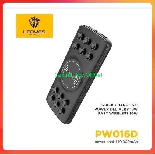 C LENYES PW016D WIRELESS POWERBANK 10.000mAh FAST CHARGING QC 3.0 + PD