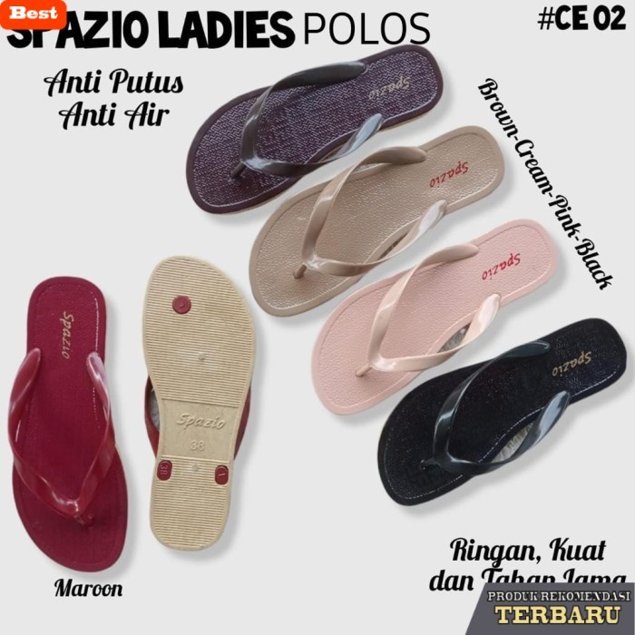 sandal wanita trend sekarang Sandal Japit Karet sandal jelly wanita spazio anti air 37-40 - Mocca, 3