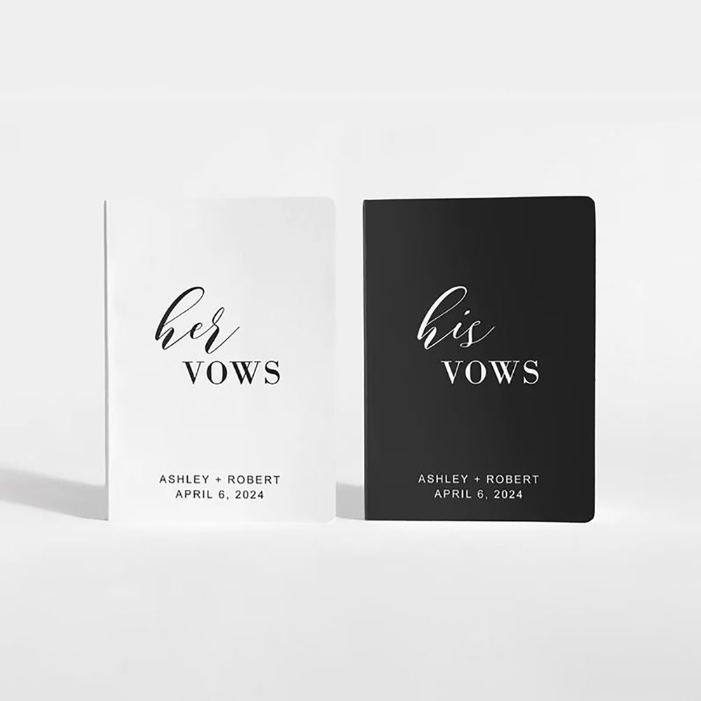 

Personalized Romantic Wedding Vow Books Set of 2 Custom Classic Vow Books With Name Bride And Groom Decoration of Love