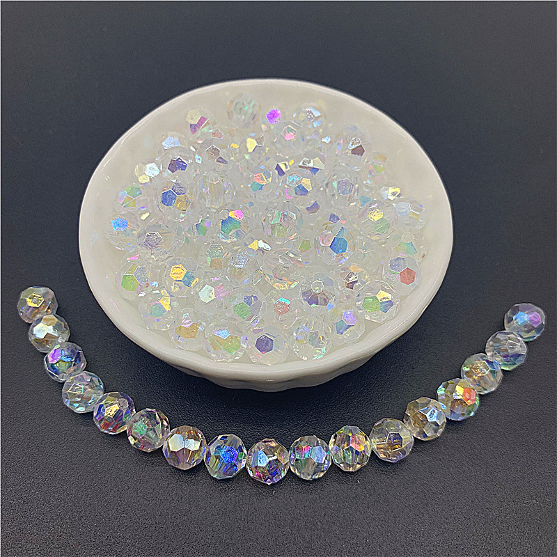 

5mm 6mm 8mm 10mm Acrylic Beads ABS Transparent Faceted Beads Oval Shape Spaced Beads For Jewelry Making