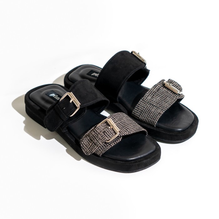 sandal wanita trend sekarang Pluvia KYRANA Sandal Tali Wanita Platform Sandal - Hitam, 39