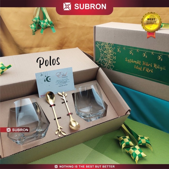 

SUBRON Hampers gelas kaca cantik Lebaran Idul Fitri kado hadiah gift p - polos-diamond