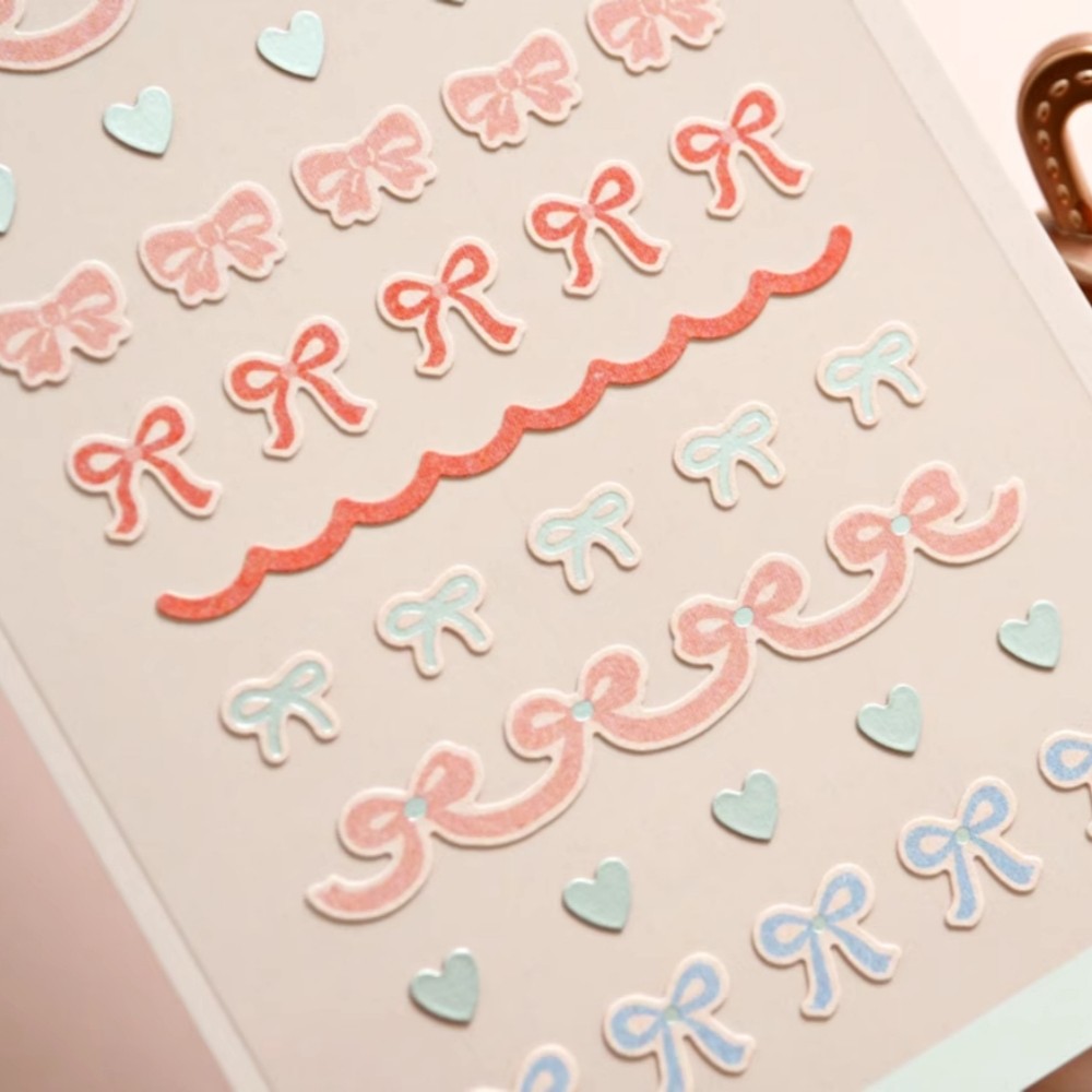 

Korean Import Brand Suatelier Pink Silk Ribbon Bow Tie Mini Sticker Scrapbooking Diy Journaling Diary Stationery Sticker 121
