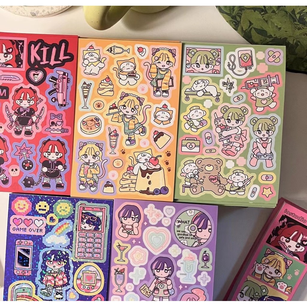 

SKYSONIC Muffin Girl Ins Decor Stickers IOSSTUD Scrapbooking Lable Idol Kpop Stationery Laser Korean INS Sticker Suppliers