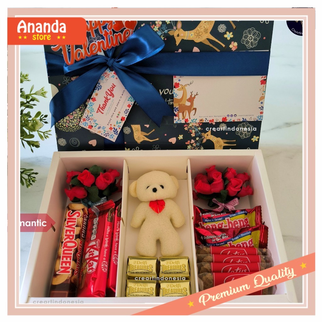 

Kado Buat Pacar Gebetan Anniversary Wisuda Teman / Hampers Valentine _ Premium Teddy Navy