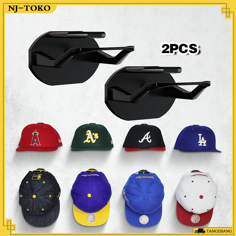 2PCS Display Topi Hanger Organizer Topi Plastik Non Punching Tempat Topi Dinding Adhesive Hook Topi 