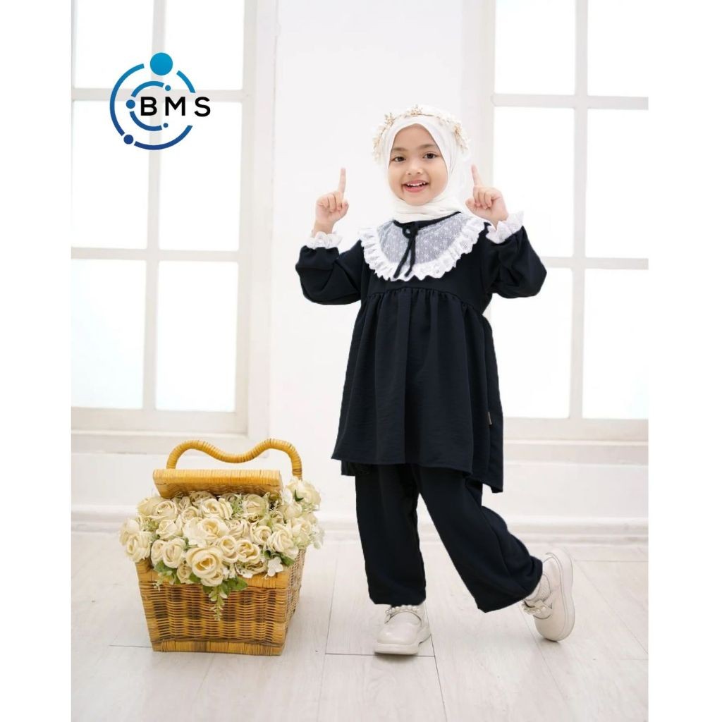 Setelan Nayla Crinkle mix Tile Setcel Anak Crinkle Stelan Anak Modern Oneset Anak Perempuan Usia 1-1
