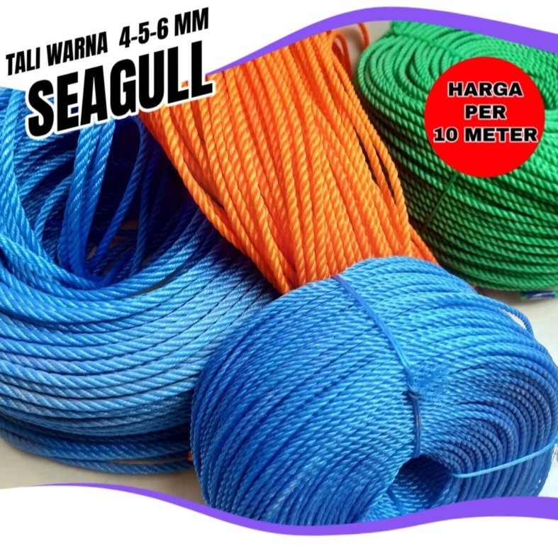 

[10 Meter] Tali Tambang Warna Ukuran 4MM 5MM 6MM 7MM 8MM 10MM Hrg Per 10 Meter Merek Seagull