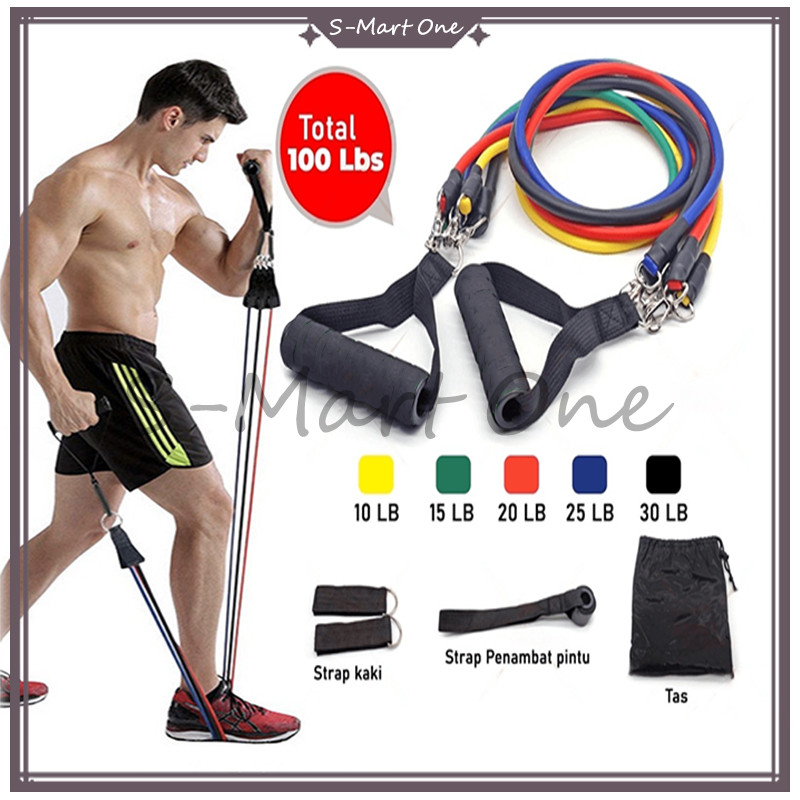 Resistance Bands 11 In 1 /Set Tali Fitnes Stretching Rope Gym Yoga/resistance 11 in 1 set tali pemba