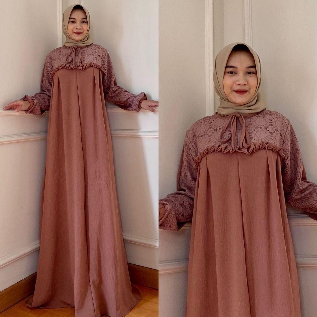 SHOPIA Gamis Dress Bahan Adem Size Jumbo Ukuran S M L XL XXL XXXL 5L Terbaru Kekinian