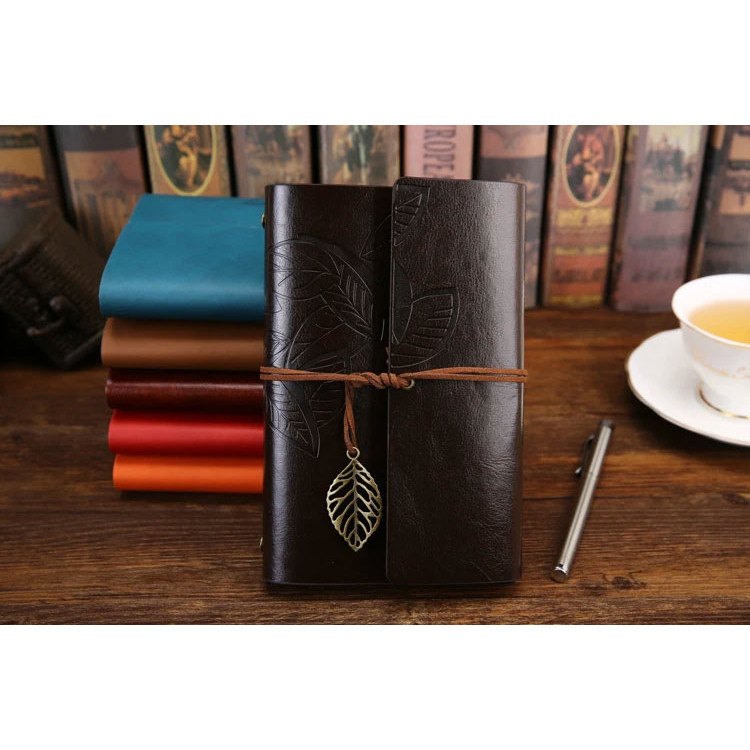 

Buku Binder Sampul Kulit - BESTOYARD Buku Catatan Binder Kulit Notebook Retro Leaf Cover - B-606