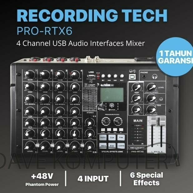 RECORDING TECH PRO RTX6 RTX-6 PRO-RTX6 USB AUDIO ANALOG MIXER