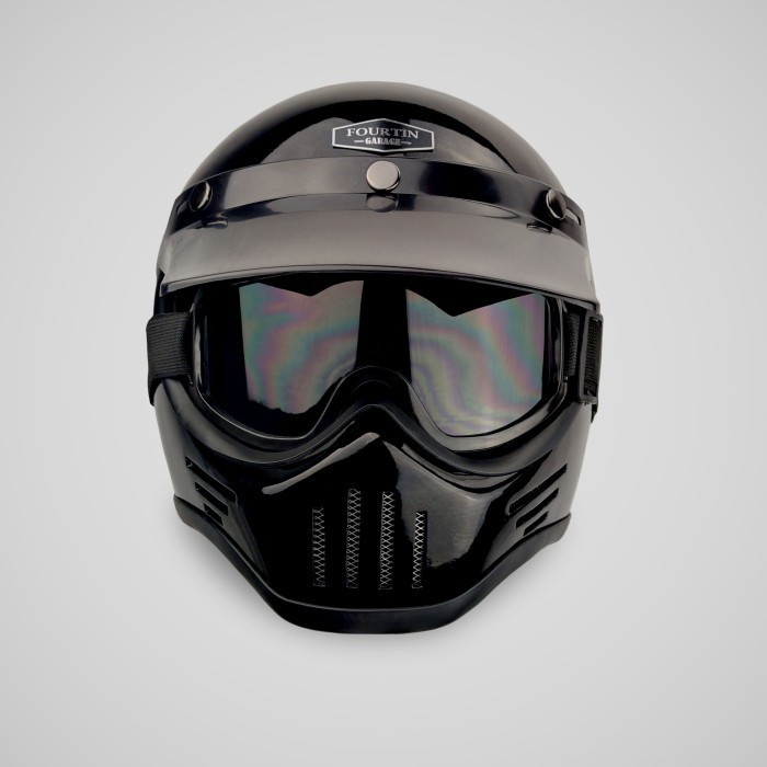 ✨READY✨ -Helm Custom Classic SIMPSON M30 HITAM GLOSSY - Fourtin garage - Inner Chrome