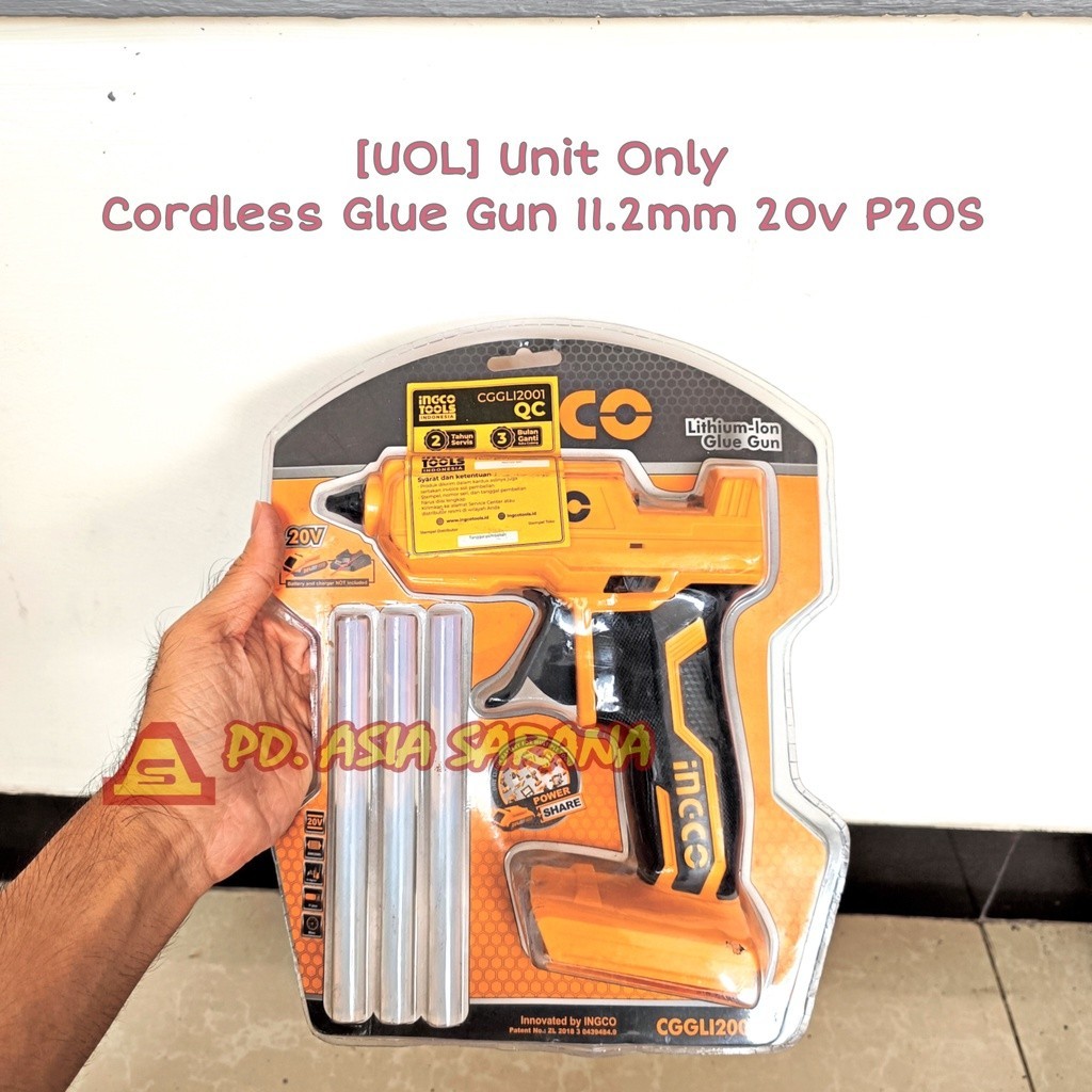 

Cordless Glue Gun 20v INGCO CGGLI2001 Lem Tembak Lilin Baterai P20S