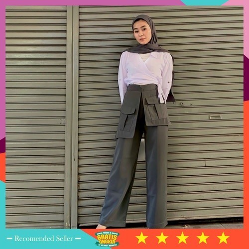 Bawahan Wanita Fashion Muslim Premium Kekinian Bahan Bagus / CELANA KULOT PALAZZO POCKET / PALAZZO J