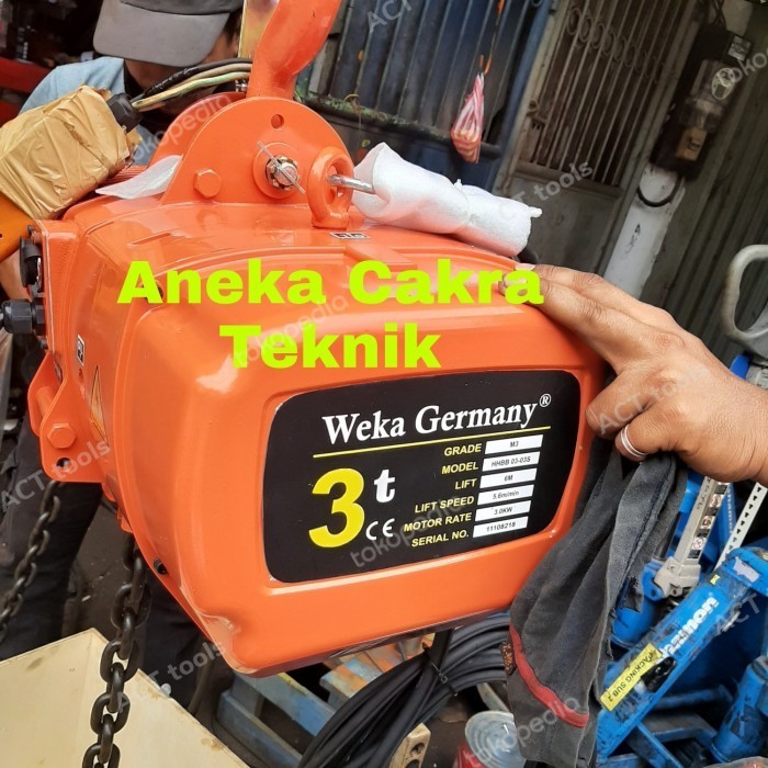 electric chain hoist 3 ton x 6 meter weka