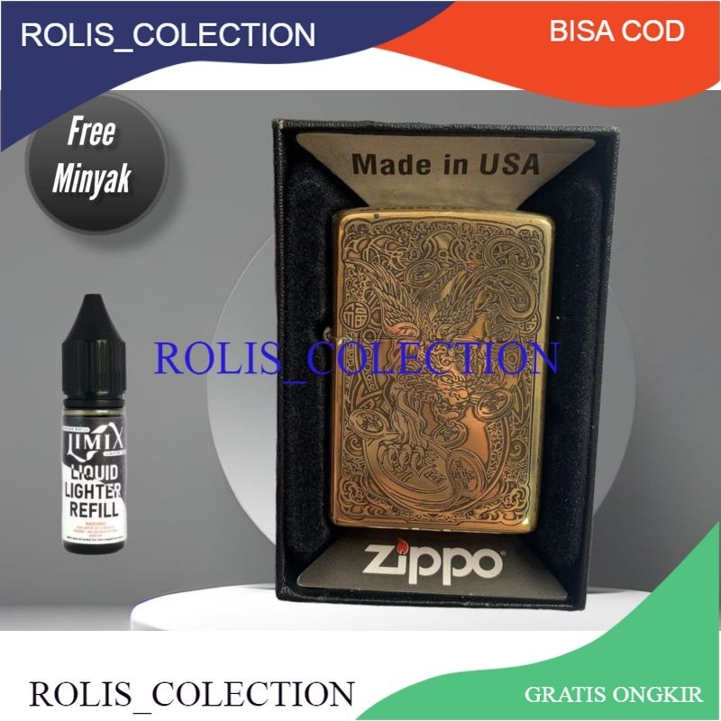 ROLIS NEW... KOREK API ZIPPO GOLD DRAGON G110
