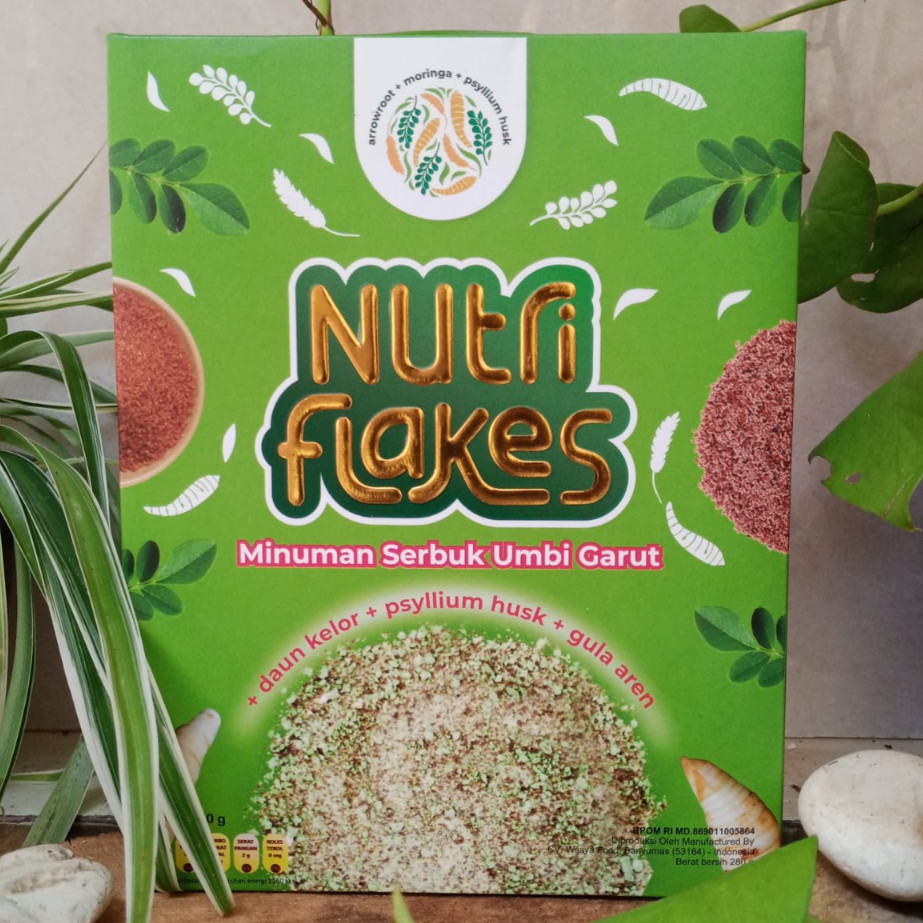 

100% ASLI Nutriflakes sereal sehat umbi garut plus daun kelor solusi terapi masalah lambung 280gr