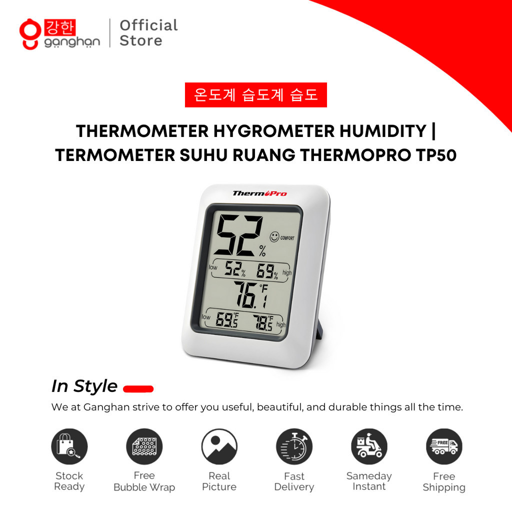 Ganghan Termometer Higrometer Ruang | Thermohygrometer Thermopro TP50