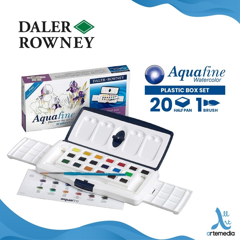 

Daler Rowney Aquafine 20 Half Pan Plastic Box Watercolor Set Cat Air