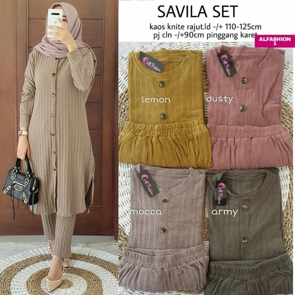 MUFASH - Setelan Tunik dan Celana Rajut Import Premium Terbaru Savila Set #1 #2 Foto by ALfashion Gr