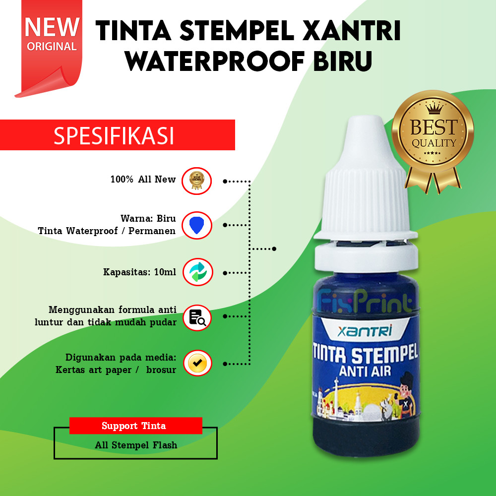 

Tinta Stempel Flash Anti Luntur Permanen Anti Air 10ml Stempel Water Proof