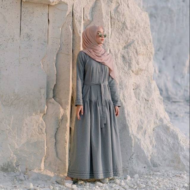 Baju Gamis Dress Lebaran Syari Wanita Muslim Bagus Songket Dress By Vanilla Hijab