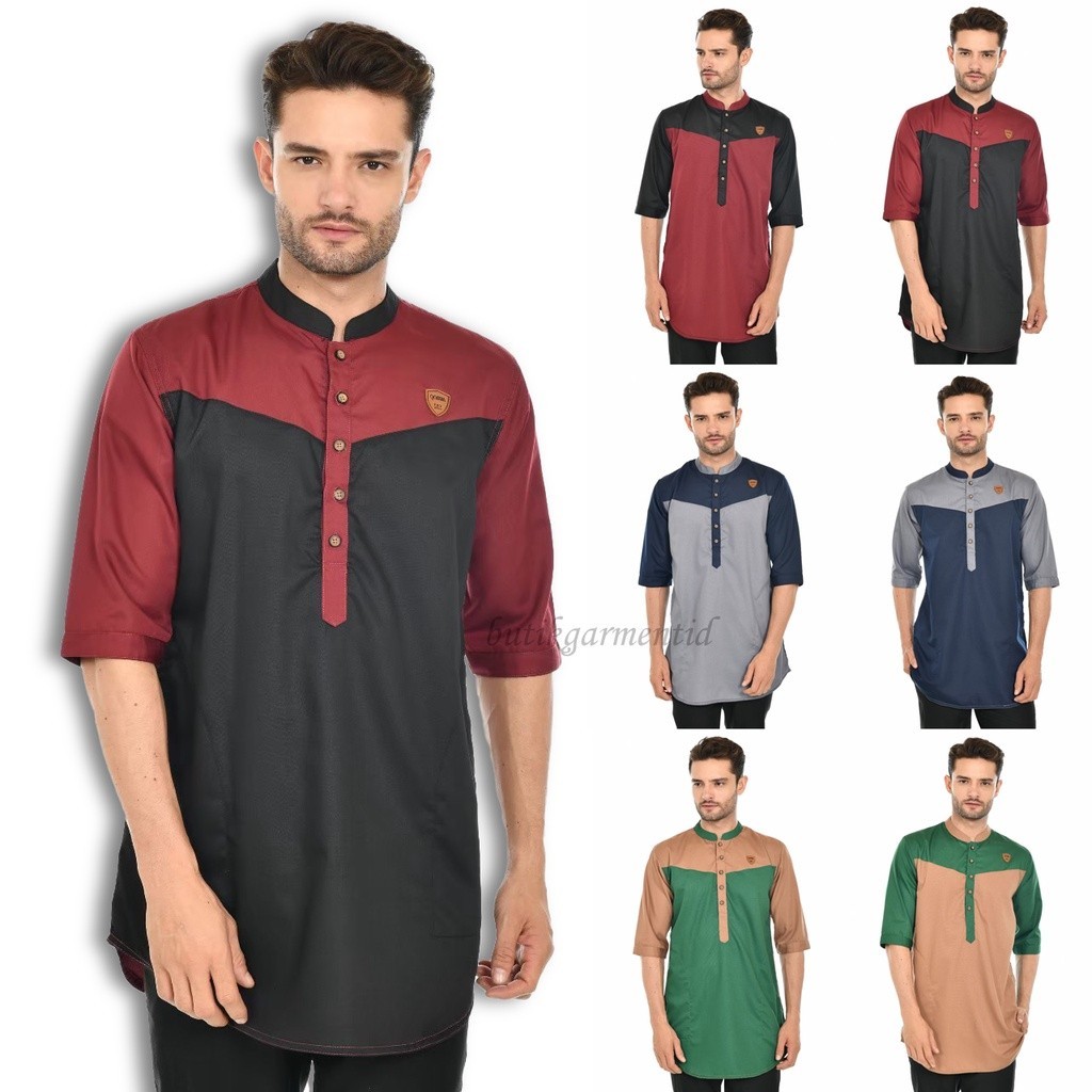Baju Koko Kurta Pakistan Motif Kombinasi Material Toyobo Premium Qoswa Original