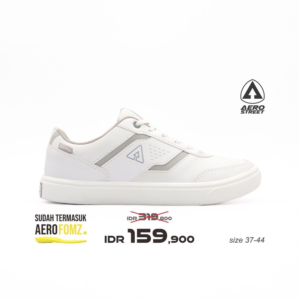 Aerostreet 37-44 Tokyo Putih Putih Abu Muda - Sepatu Sneakers Casual Pria Wanita Aero Street 21II210