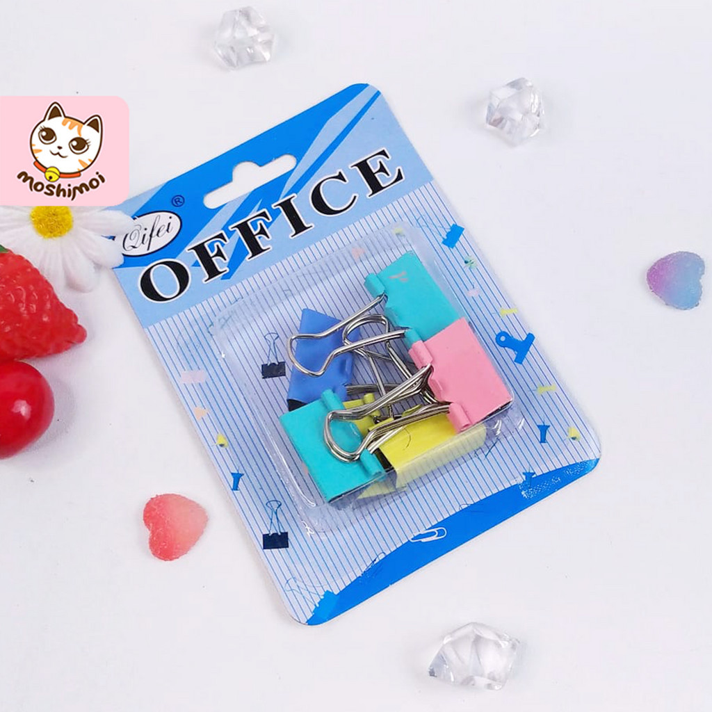 

Binder Clip / Paper Clip / Klip Kertas Besi (K) Warna- Warni Isi 6 Pcs