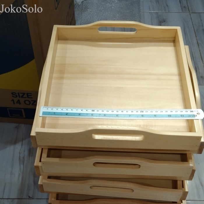 

Baki Kayu /Nampan Kayu custom Jumbo 32x36x5 cm pegangan Melengkung murah