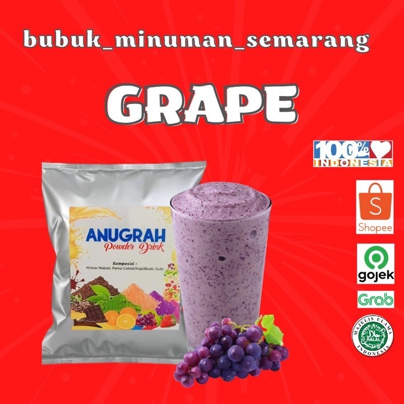 

BUBUK MINUMAN GRAPE Anggur Reguler 500grGratis Ongkir & COD