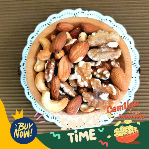 

Special Diskon Roasted Mix Nut 3 in 1 Walnut, Cashew, Almond 500 Gram