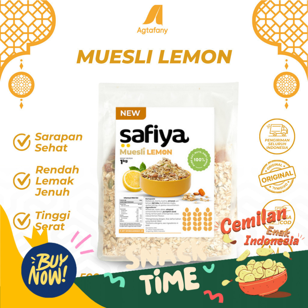 

Special Diskon Muesli Lemon Safiya 1 kg Sereal Oatmeal Sarapan Sehat Makanan Ringan | Diet Sehat Healthy Food