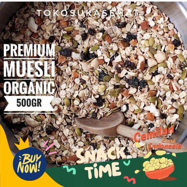

Special Diskon Premium Muesli Organic -500gram ( Snack Cemilan Sehat Sarapan ) Granola