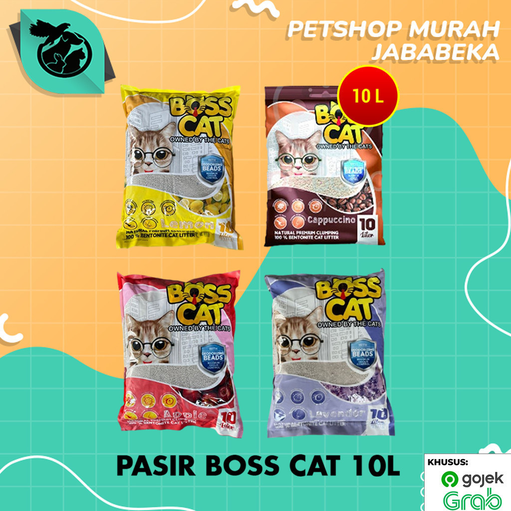 GOSEND Pasir Kucing Boss Cat Gumpal Wangi 10 Liter