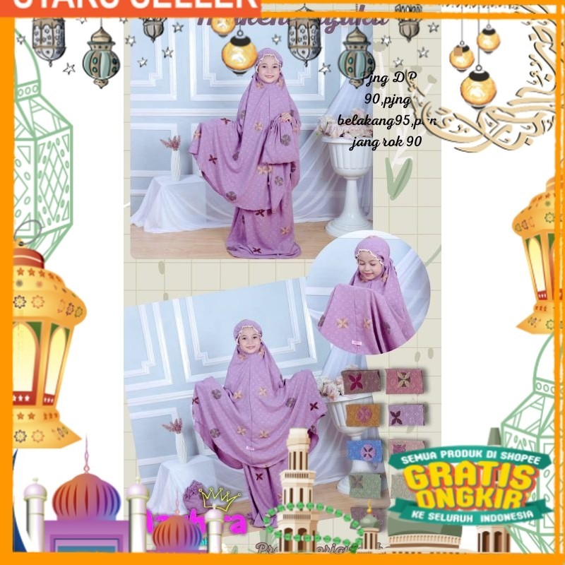 MUKENA ANAK FLORISSA TERBARU // MUKENA ANAK 2-6 TH ORI AZVHIRA/ Pink Dusty Fanta Merah muda