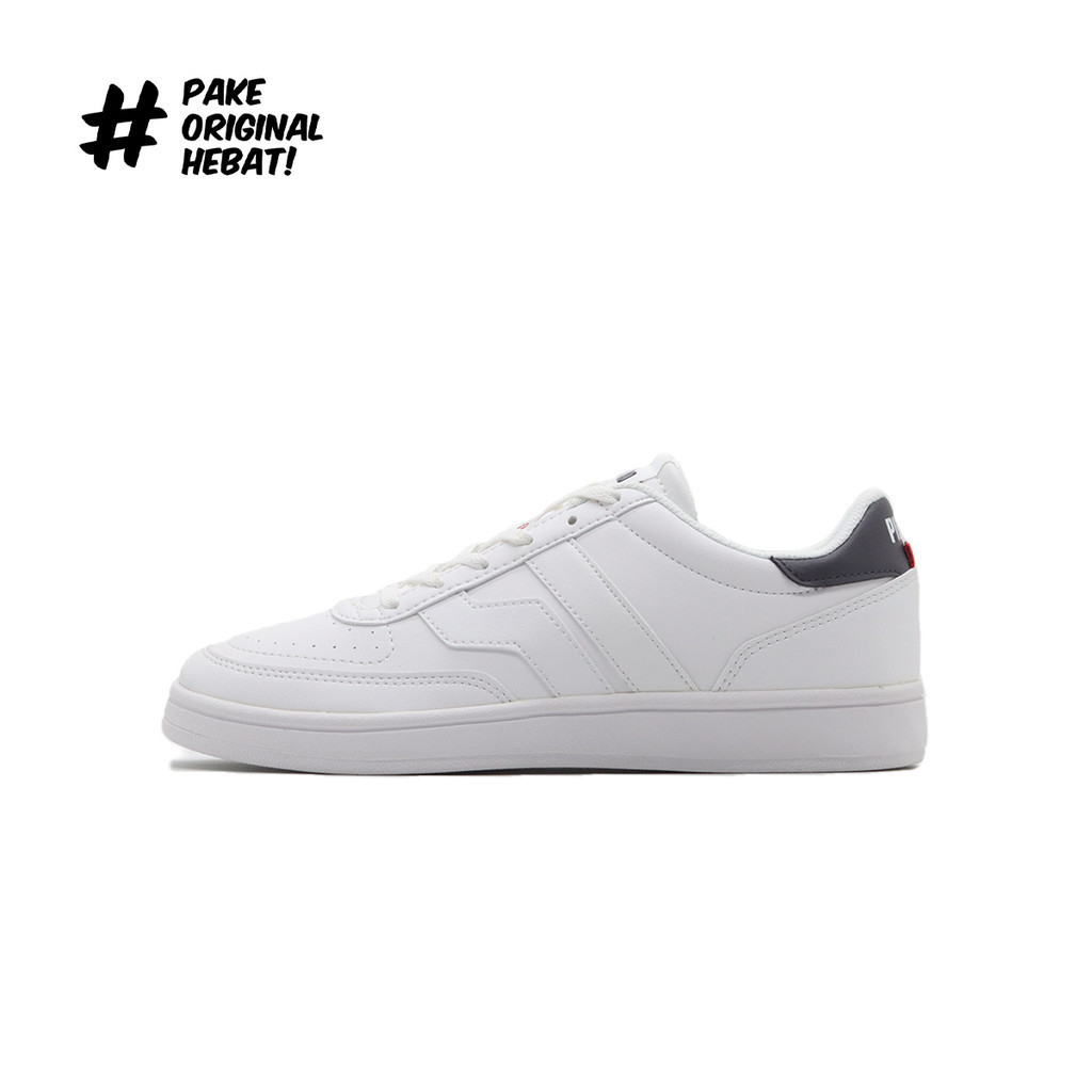 Piero Sepatu Sneakers Court Derby - White/Dark Grey/White