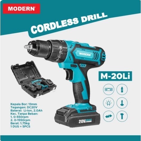 Modern Mesin Bor Cordless Drill M-20 LI - Bor baterai tangan beton