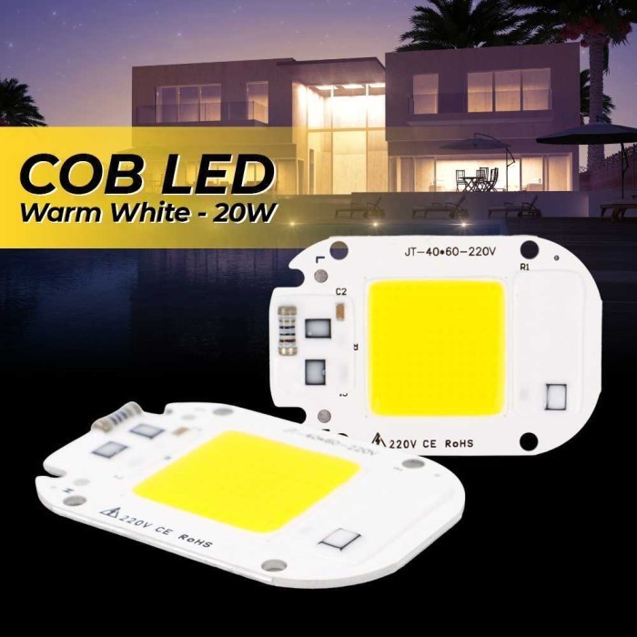 Modul LED Chip Lampu Sorot Cob 50w 220v AC Refill F6040-20W WARM 220V