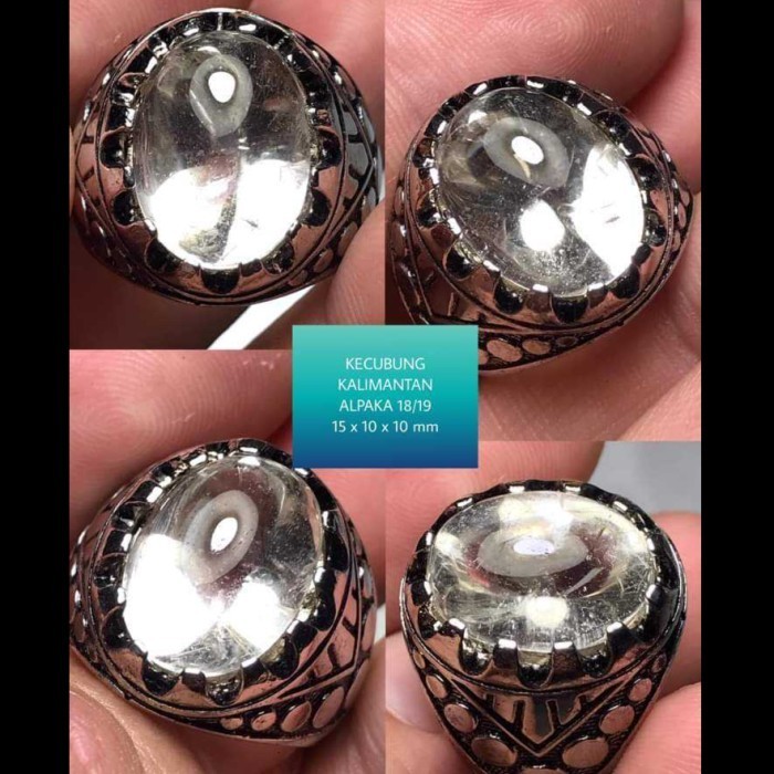 Cincin Batu Akik Natural Motif Kecubung Kalimantan Air Bersih Antik 2