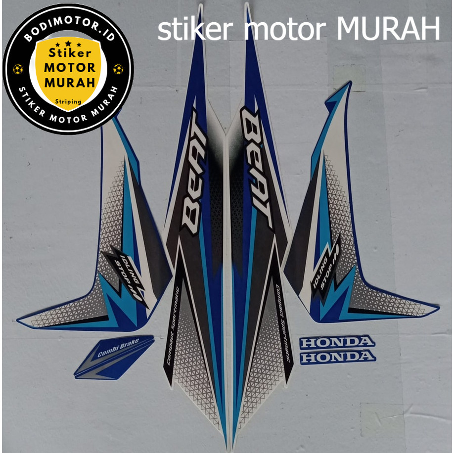 STIKER STRIPING HONDA BEAT ISS 2018 Biru Putih LES LIS BODY MOTOR BEAT ISS 2018 STANDAR lis les pole